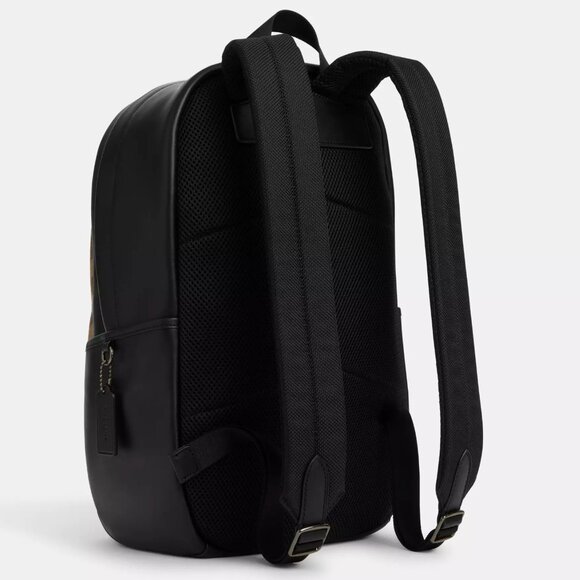 NWT Coach CM024 Edge Backpack In Signature Canvas Gunmetal/Khaki/Black - Picture 3 of 7